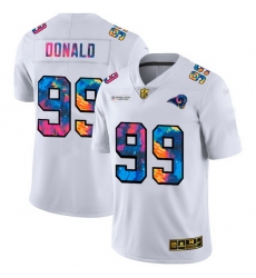 Los Angeles Rams 99 Aaron Donald Men White Nike Multi Color 2020 NFL Crucial Catch Limited NFL Jersey