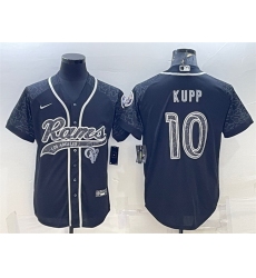 Men Los Angeles Rams 10 Cooper Kupp Black Reflective With Patch Cool Base Stitched Baseball Jersey