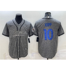Men Los Angeles Rams 10 Cooper Kupp Grey With Patch Cool Base Stitched Baseball Jersey