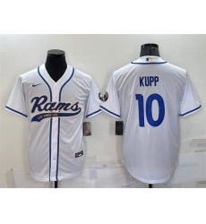Men Los Angeles Rams 10 Cooper Kupp White With Patch Cool Base Stitched Baseb