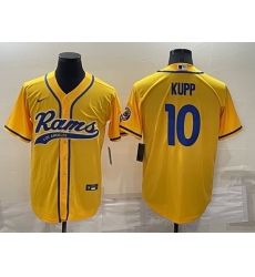 Men Los Angeles Rams 10 Cooper Kupp Yellow Cool Base Stitched Baseball Jersey