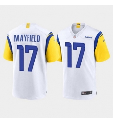 Men Los Angeles Rams 17 Baker Mayfield White Stitched Game Jersey