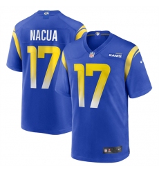 Men Los Angeles Rams 17 Puka Nacua Blue Stitched Football Game Jersey