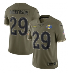 Men Los Angeles Rams 29 Eric Dickerson Olive 2022 Salute To Service Limited Stitched Jersey