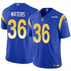 Men Los Angeles Rams 36 Jordan Waters Blue 2024 F U S E  Vapor Untouchable Stitched Football Jersey