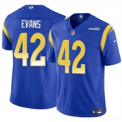 Men Los Angeles Rams 42 Ethan Evans Blue 2025 F U S E  Vapor Untouchable Stitched Football Jersey