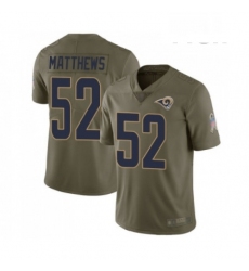 Men Los Angeles Rams 52 Clay Matthews Limited Olive 2017 Salute to Service Football Jersey