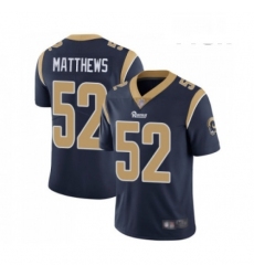 Men Los Angeles Rams 52 Clay Matthews Navy Blue Team Color Vapor Untouchable Limited Player Football Jersey