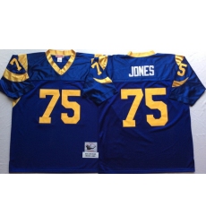 Men Los Angeles Rams 75 Deacon Jones Blue M&N Throwback Jersey