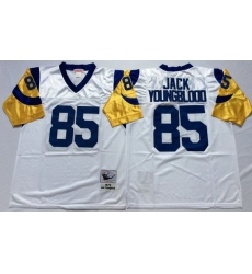 Men Los Angeles Rams 85 Jack Youngblood White M&N Throwback Jersey