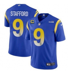 Men Los Angeles Rams 9 Matthew Stafford 2022 Royal With 4 Star C Patch Vapor Untouchable Limited Stitched Jersey