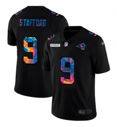 Men Los Angeles Rams 9 Matthew Stafford Men Nike Multi Color Black 2020 NFL Crucial Catch Vapor Untouchable Limited Jersey