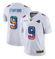 Men Los Angeles Rams 9 Matthew Stafford Men White Nike Multi Color 2020 NFL Crucial Catch Limited NFL Jersey