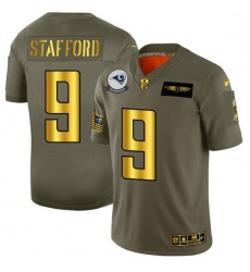 Men Los Angeles Rams 9 Matthew Stafford NFL Men Nike Olive Gold 2019 Salute to Service Limited Jersey