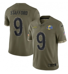 Men Los Angeles Rams 9 Matthew Stafford Olive 2022 Salute To Service Limited Stitched Jersey