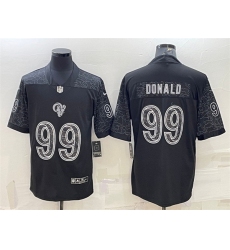 Men Los Angeles Rams 99 Aaron Donald Black Reflective Limited Stitched Football Jersey