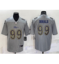 Men Los Angeles Rams 99 Aaron Donald Grey With Patch Atmosphere Fashion Stitched Jersey