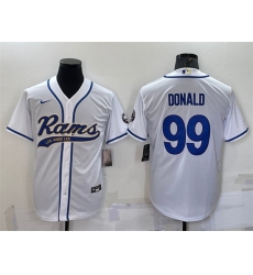 Men Los Angeles Rams 99 Aaron Donald White With Patch Cool Base Stitched Baseb