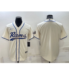 Men Los Angeles Rams Blank Bone Cool Base Stitched Baseball Jersey
