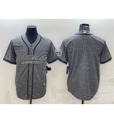 Men Los Angeles Rams Blank Grey With Patch Cool Base Stitched Baseball Jersey
