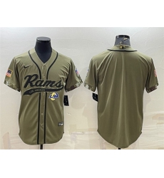 Men Los Angeles Rams Blank Olive Salute To Service Cool Base Stitched Baseball Jersey