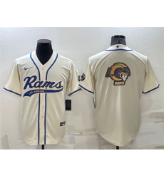 Men Los Angeles Rams Bone Team Big Logo With Patch Cool Base Stitched Baseball Jersey