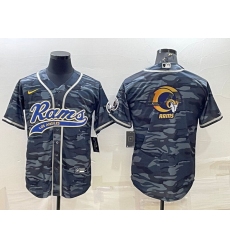 Men Los Angeles Rams Grey Camo Team Big Logo With Patch Cool Base Stitched Baseball Jersey