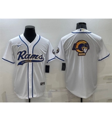 Men Los Angeles Rams White Team Big Logo With Patch Cool Base Stitched Baseb
