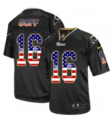 Men Nike Los Angeles Rams 16 Jared Goff Elite Black USA Flag Fashion NFL Jersey