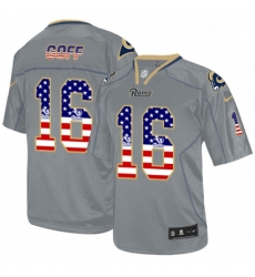 Men Nike Los Angeles Rams 16 Jared Goff Elite Grey USA Flag Fashion NFL Jersey