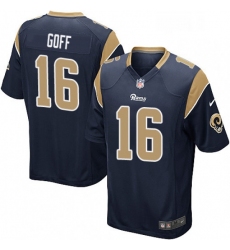 Men Nike Los Angeles Rams 16 Jared Goff Game Navy Blue Team Color NFL Jersey