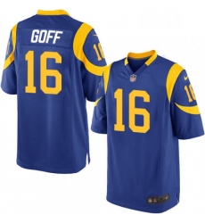 Men Nike Los Angeles Rams 16 Jared Goff Game Royal Blue Alternate NFL Jersey