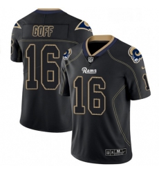 Men Nike Los Angeles Rams 16 Jared Goff Limited Lights Out Black Rush NFL Jersey
