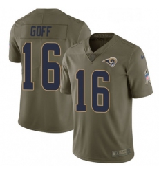Men Nike Los Angeles Rams 16 Jared Goff Limited Olive 2017 Salute to Service NFL Jersey
