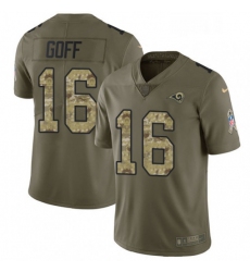 Men Nike Los Angeles Rams 16 Jared Goff Limited OliveCamo 2017 Salute to Service NFL Jersey