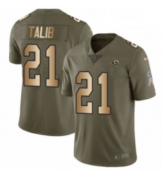 Men Nike Los Angeles Rams 21 Aqib Talib Limited OliveGold 2017 Salute to Service NFL Jersey