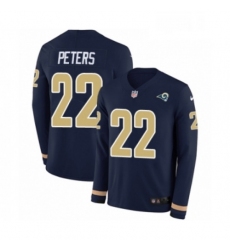 Men Nike Los Angeles Rams 22 Marcus Peters Limited Navy Blue Therma Long Sleeve NFL Jersey