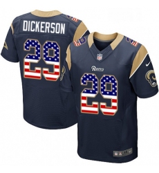 Men Nike Los Angeles Rams 29 Eric Dickerson Elite Navy Blue Home USA Flag Fashion NFL Jersey
