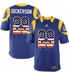 Men Nike Los Angeles Rams 29 Eric Dickerson Elite Royal Blue Alternate USA Flag Fashion NFL Jersey
