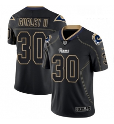 Men Nike Los Angeles Rams 30 Todd Gurley Limited Lights Out Black Rush NFL Jersey