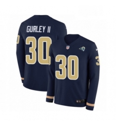 Men Nike Los Angeles Rams 30 Todd Gurley Limited Navy Blue Therma Long Sleeve NFL Jersey