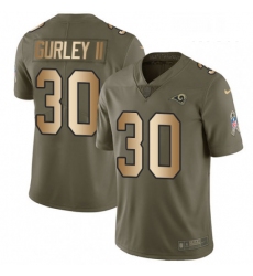 Men Nike Los Angeles Rams 30 Todd Gurley Limited OliveGold 2017 Salute to Service NFL Jersey