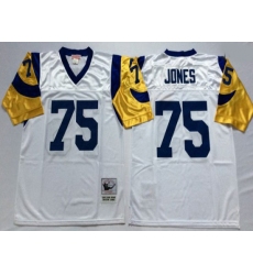 Men Nike Los Angeles Rams #75 Deacon Jones Throwback White Jersey