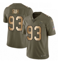 Men Nike Los Angeles Rams 93 Ndamukong Suh Limited OliveGold 2017 Salute to Service NFL Jersey