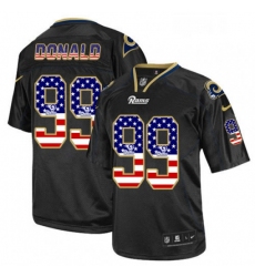 Men Nike Los Angeles Rams 99 Aaron Donald Elite Black USA Flag Fashion NFL Jersey