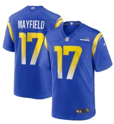 Men Nike Los Angeles Rmas Baker Mayfield #17 Blue Vapor Limited Jersey