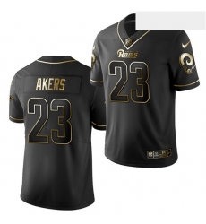 Men Nike Rams 23 Cam Akers Draft Black Golden Edition Jersey