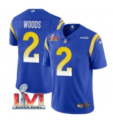 Nike Los Angeles Rams 2 Robert Woods Royal 2022 Super Bowl LVI Vapor Limited Jersey