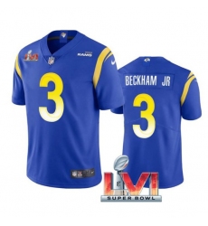 Nike Los Angeles Rams 3 Odell Beckham Jr. Royal 2022 Super Bowl LVI Vapor Limited Jersey