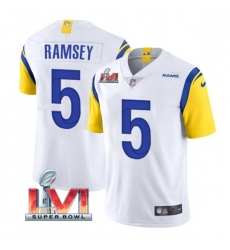Nike Los Angeles Rams 5 Jalen Ramsey White 2022 Super Bowl LVI Vapor Limited Jersey